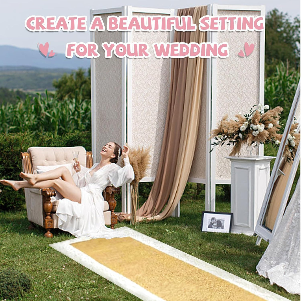 Burlap Aisle Runner for Wedding Ceremony, 3ft x 30ft