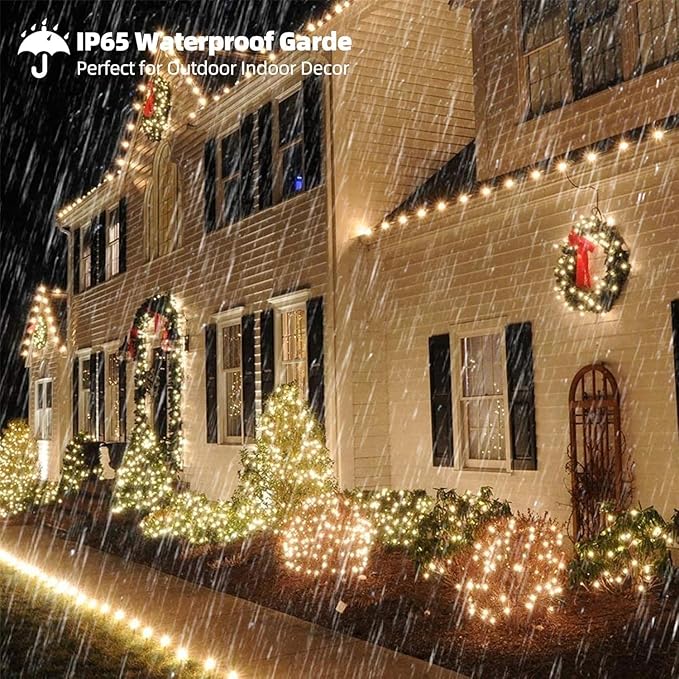 Tcamp 33ft 100LED Battery Operated Christmas Lights Outdoor Indoor, Battery Christmas Tree Lights with Remote Timer, 8 Modes Battery String Lights for Xmas Tree Wreath Bedroom Decor (Warm White)