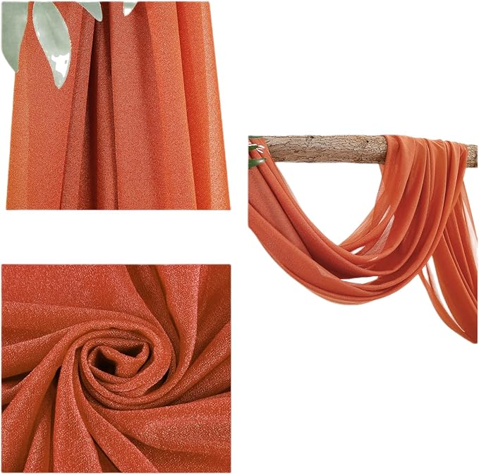 Arch Drapes for Wedding Arch Draping Fabric Terracotta Sheer Backdrop Curtain for Ceremony Bridal Party Decor 19Ft Length x 28" Width 4 Panels