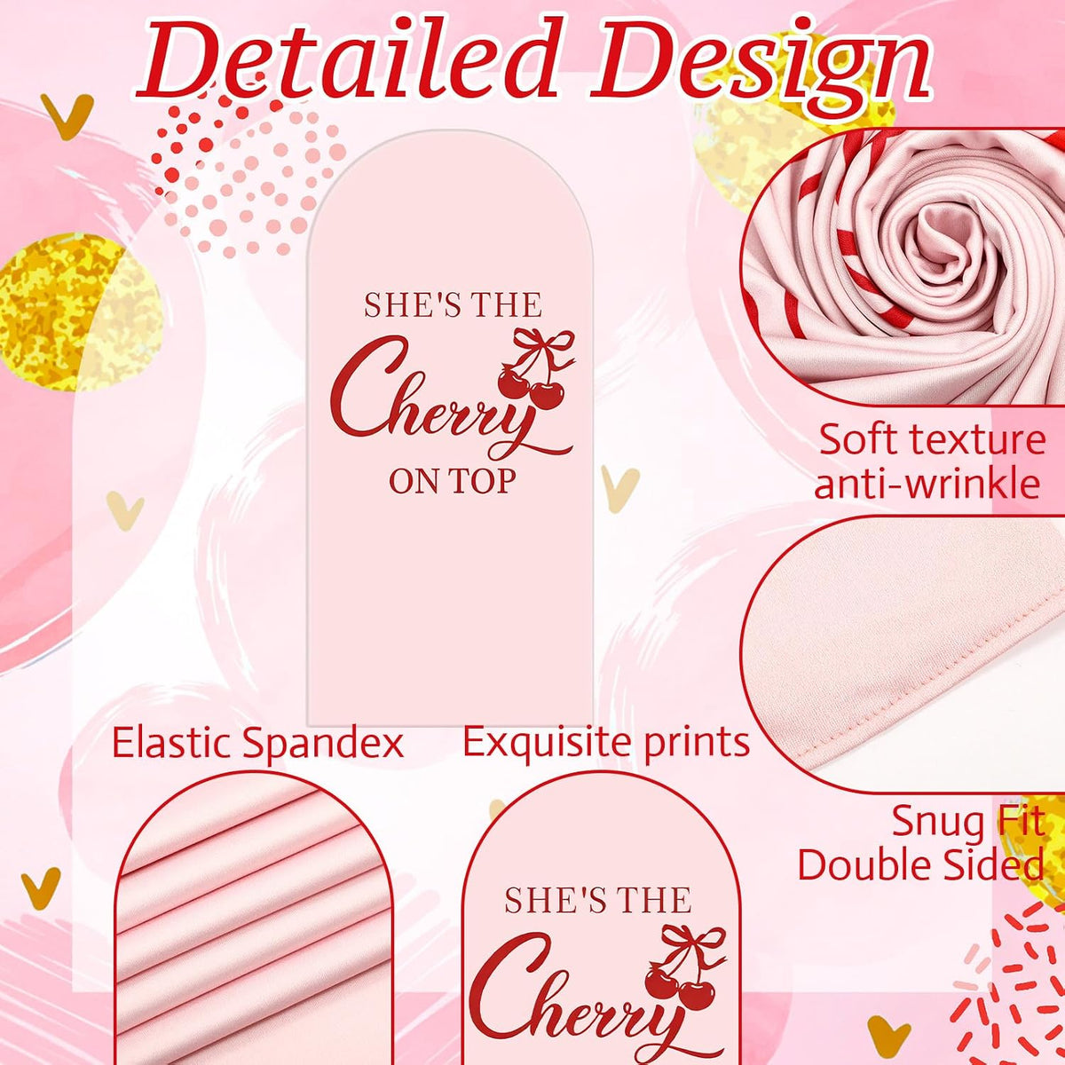 hunnmingre pink cherry on top backdrop arch cover, side view