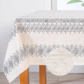 MYSKY HOME Boho Rectangle Tablecloth 60x120 Inches Linen Farmhouse Tablecloth Waterproof Decorative Fabric Table Cloth for Kitchen Dining Bohemian Tablecloth for 8 Feet Table, Grey Tablecloth