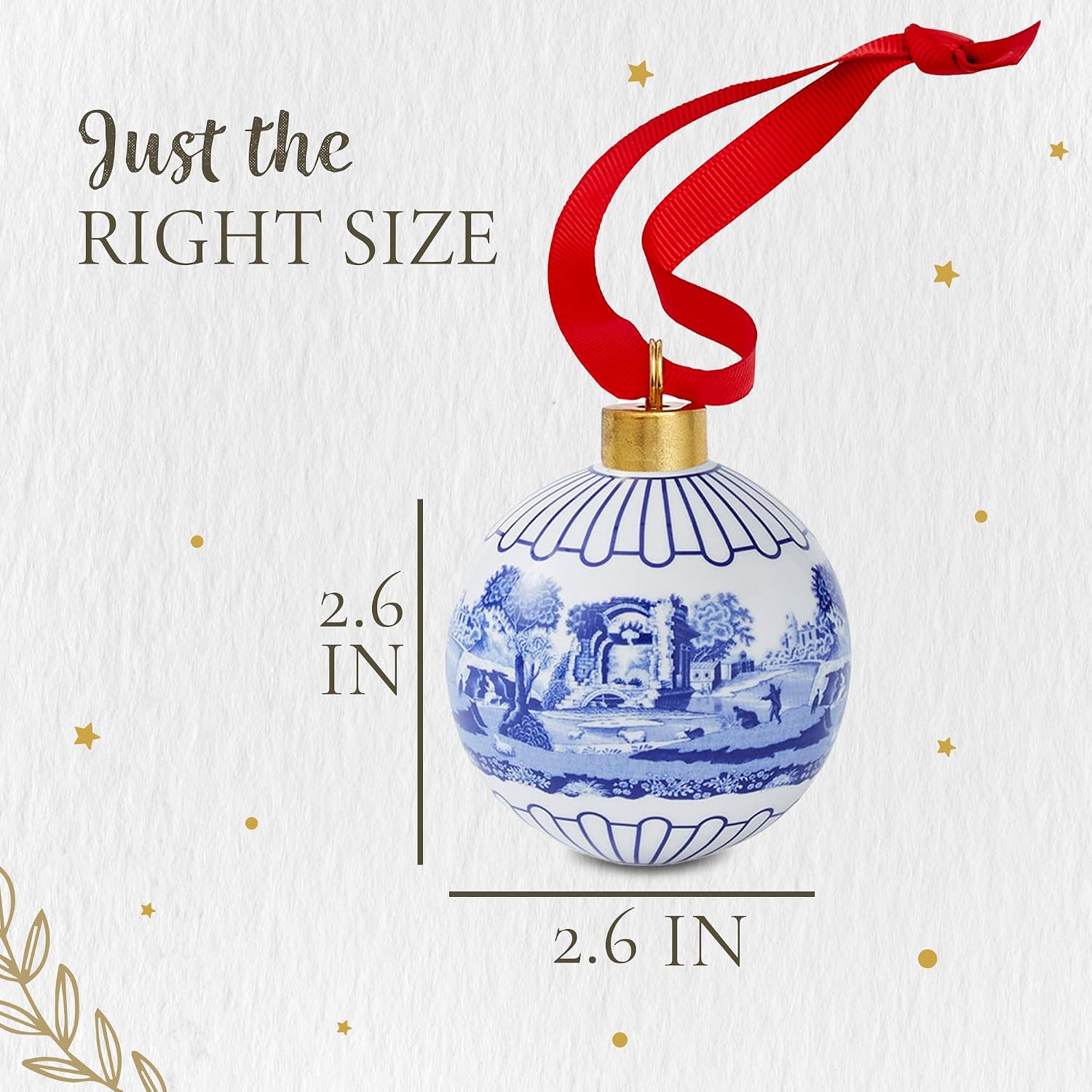 Spode Blue Italian Christmas Bauble - Full Scene Ornament with Classic Blue & White Porcelain Design, Collectible Holiday Decoration for Tree Display or Seasonal Décor - Giftworthy Keepsake