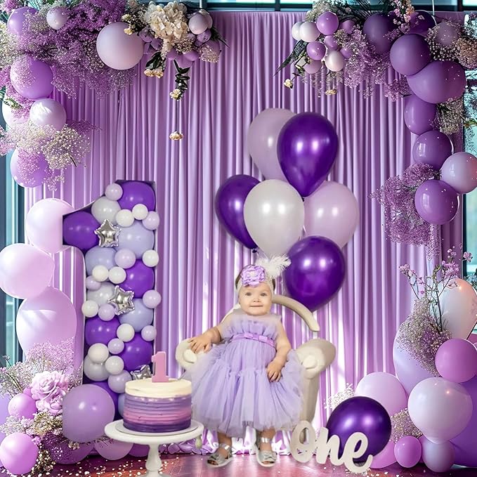 10 x 10 Feet Light Purple Backdrop Curtain for Partie, Background Curtains for Photoshoot, Birthday, Wedding, Halloween, Thanksgiving, Christmas Day, New Year Party Decorations 5Ft x 10Ft, 2 Panels