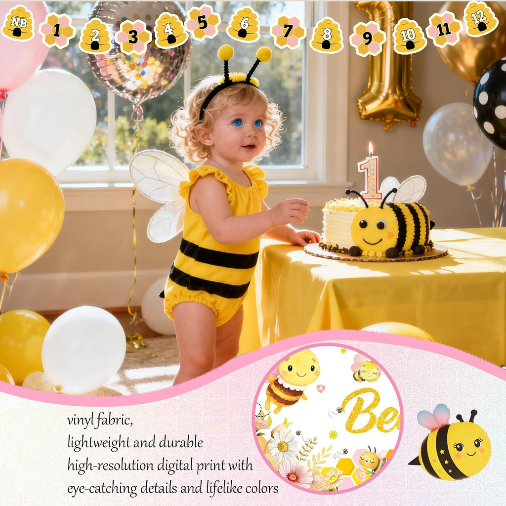 bee 1st birthday party decorations for girl, yellow, package contents
