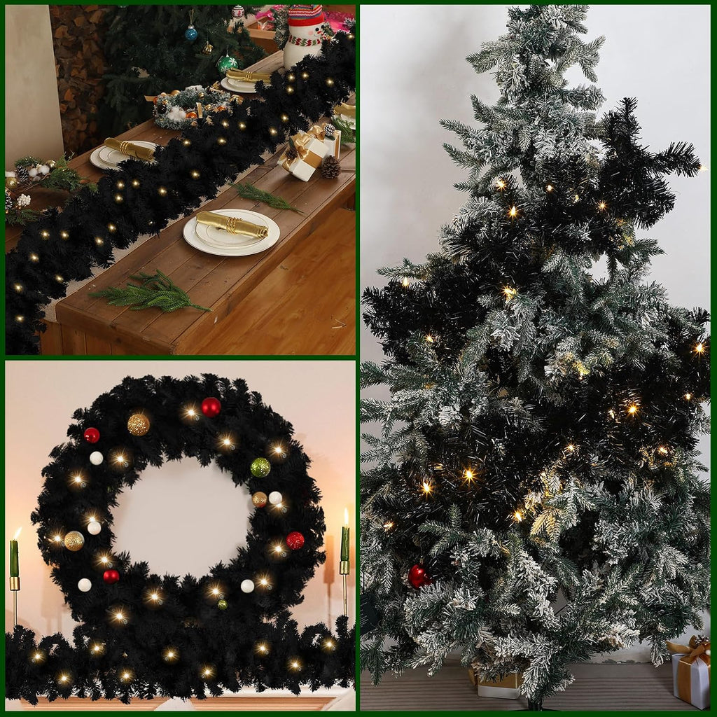 hotop 9 ft faux spruce artificial christmas garland on a desk or shelf