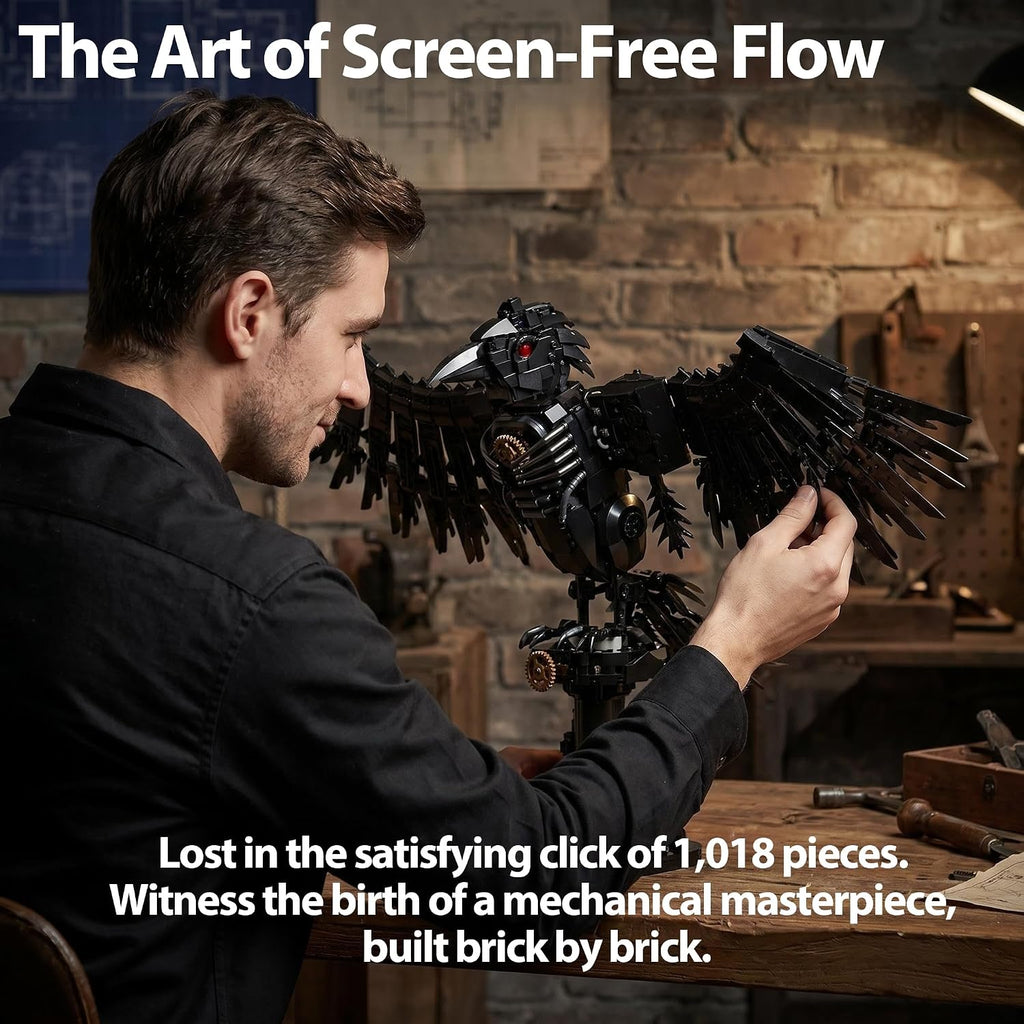 habow mechanical raven building set (1018 pcs) showing dimensions