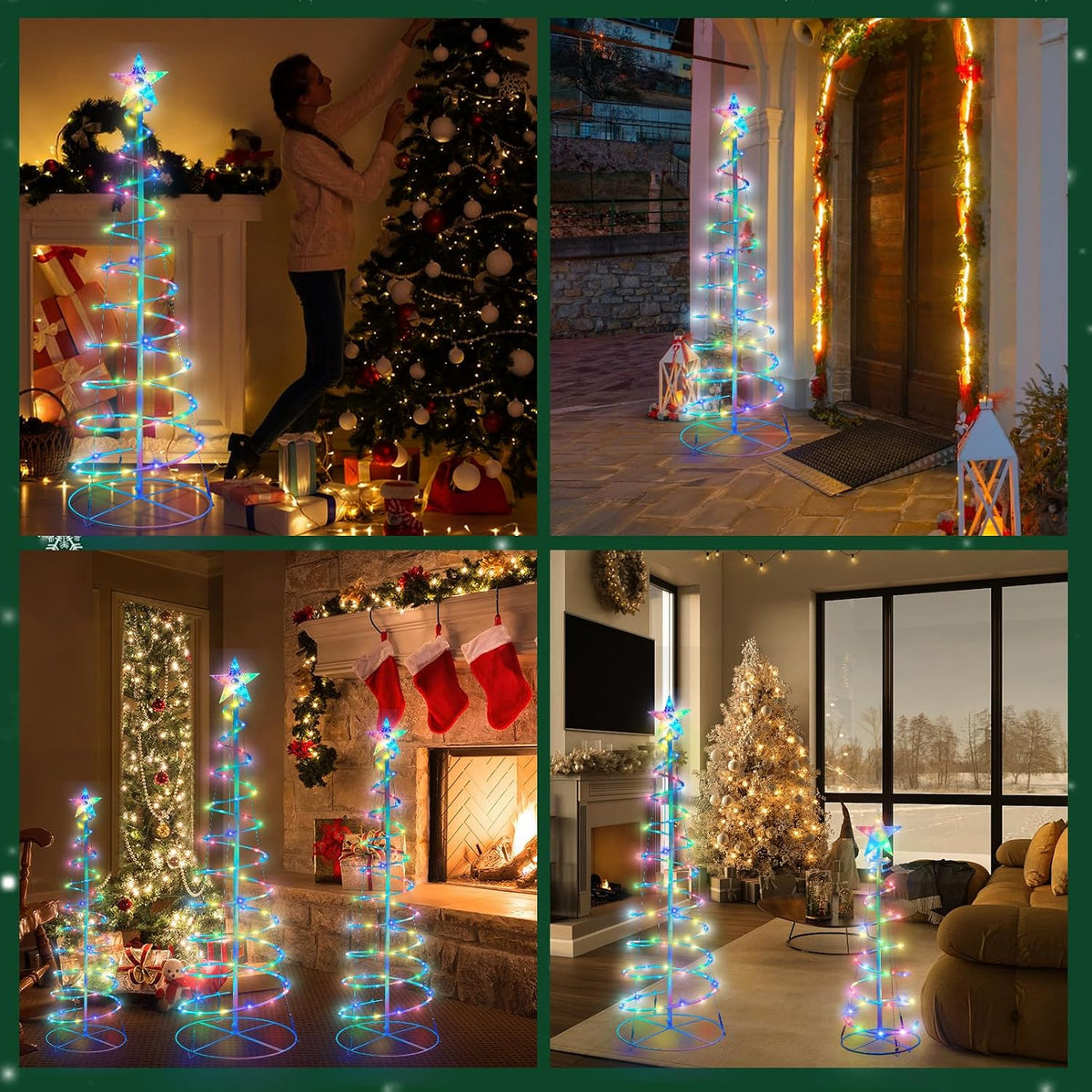 set of 3 christmas spiral tree lights, 3/4/5, package contents