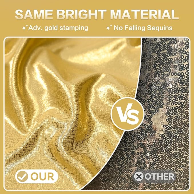 gogoparti 10x10FT Gold Sequin Backdrop Curtain - 2 Panels of 5x10FT Wrinkle-Free Glitter Drapes for Photography, Birthdays, Weddings & Graduations
