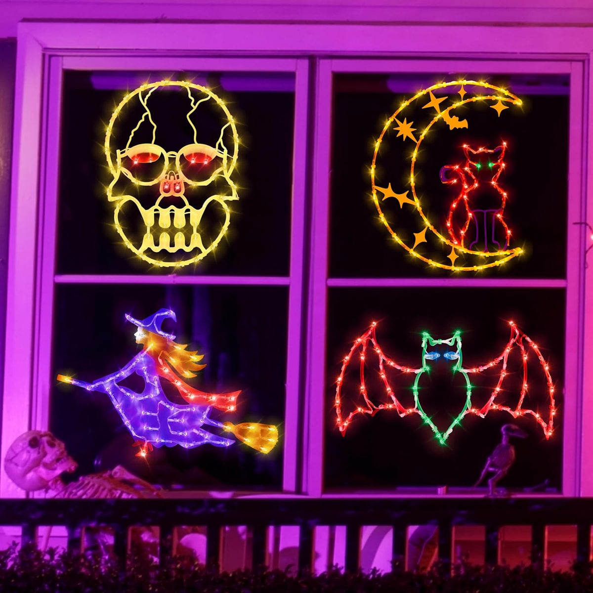 TRWYMZ Halloween Decorations - 16" Halloween Window Silhouette Lights