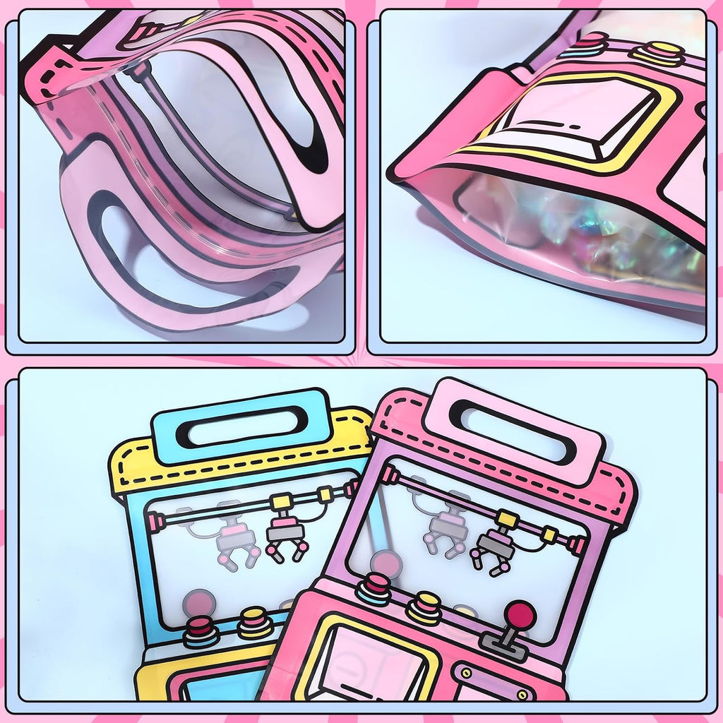 40 Pcs Goodie Bags Stuffers for Kids Birthday Goodie Bags Cartoon Snack Candy Treat Party Favor Plastic Gift Handbags Bulk with Handle for Back to School Supplies(7.2 x 8.4 Inch,Game Style)
