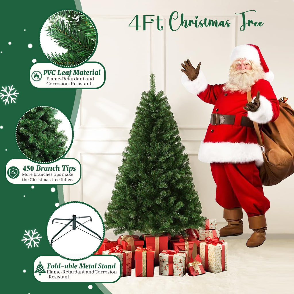 4ft green artificial christmas tree,arbol de navidad small shown in use