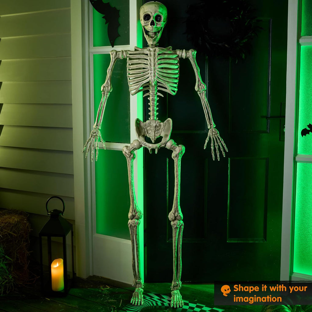 joyin 5.6 ft halloween posable life size skeleton shown in use
