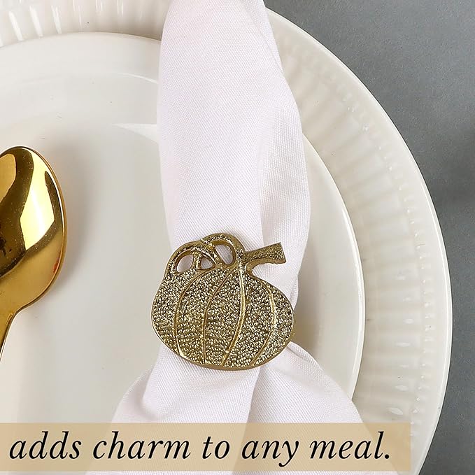 Set of 12 Decorative Metal Napkin Rings - Antique Copper Pineapple Lightweight Napkin Rings - Table Accents for Elegant Dining, Weddings & Everyday Celebrations (Gold)- ALPHA Living HOME