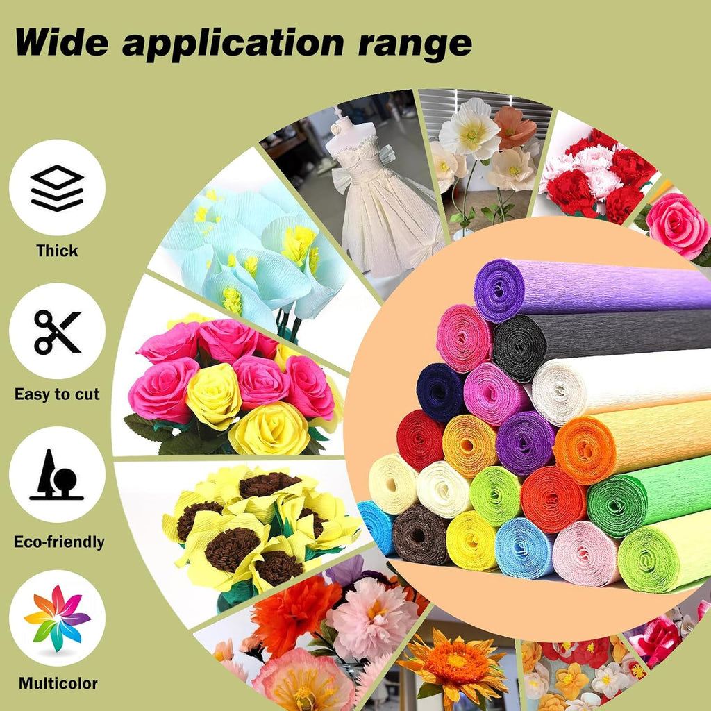 Crepe Paper Roll (17Inch x 8.2ft),3Rolls,Crepe Paper,DIY Gift Color Paper Flowers Set for Mother's Day, Valentine's Day, Birthday and Wedding Decoration Flowers Making (Brown)
