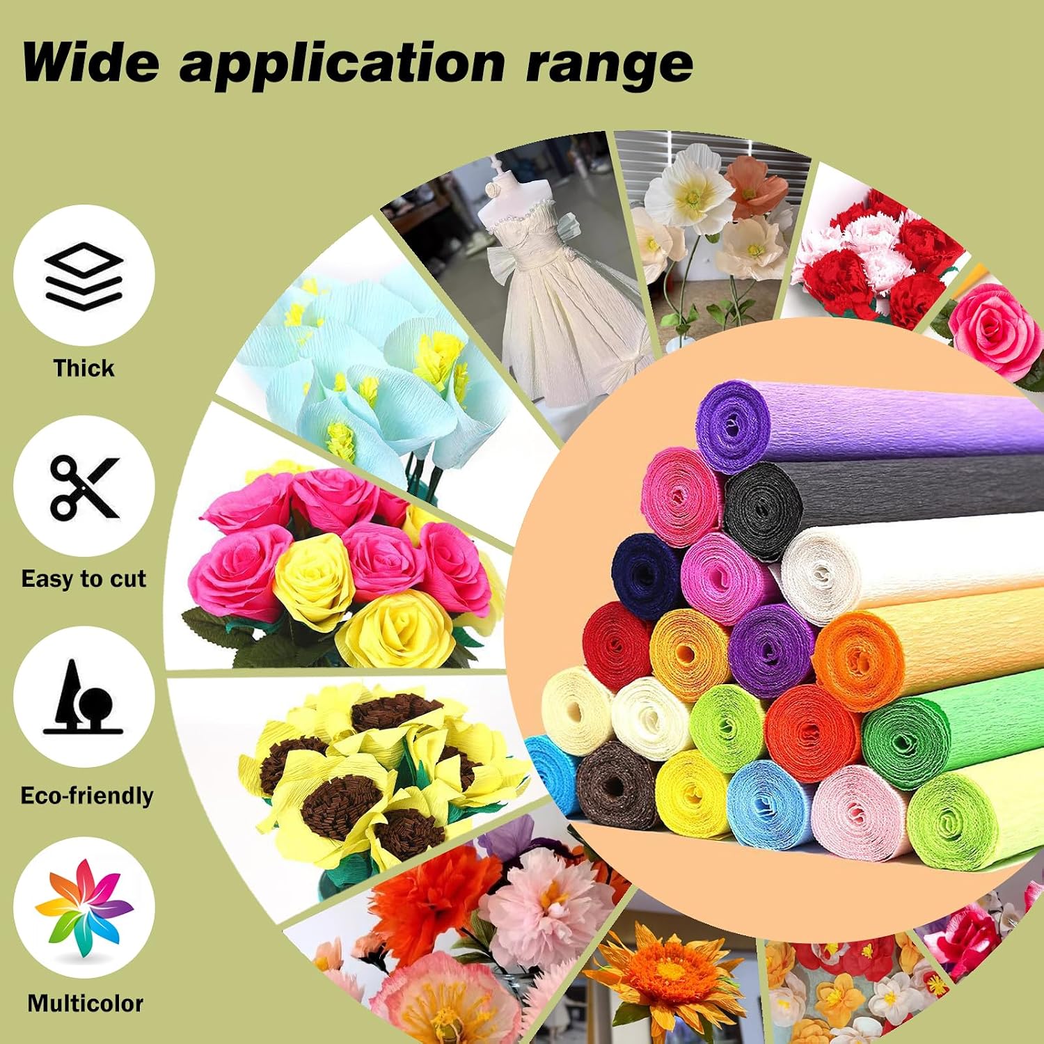 Crepe Paper Roll (17Inch x 8.2ft),3Rolls,Crepe Paper,DIY Gift Color Paper Flowers Set for Mother's Day, Valentine's Day, Birthday and Wedding Decoration Flowers Making (Brown)