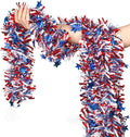 4th of July Garland Decorations, 50Ft Tinsel Garland Patriotic Decorations, Red White and Blue Garland for Memorial Day Decorations (Star)