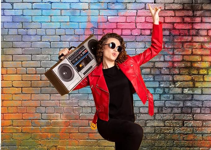 Colorful Graffiti Brick Wall Backdrop 10x10ft – Urban Street Art Background for Photography, Hip Hop Party, Graffiti Theme Event, Studio Wall Decor, Vinyl Photo Booth Banner 081