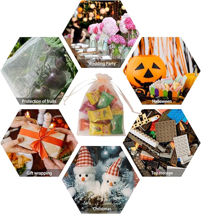 Wudygirl 100PCS Organza Bags Jewelry Bags Drawstring 5X7 Inch Favor Bags for Jewelry Candy Wedding Party(Peach 5X7)