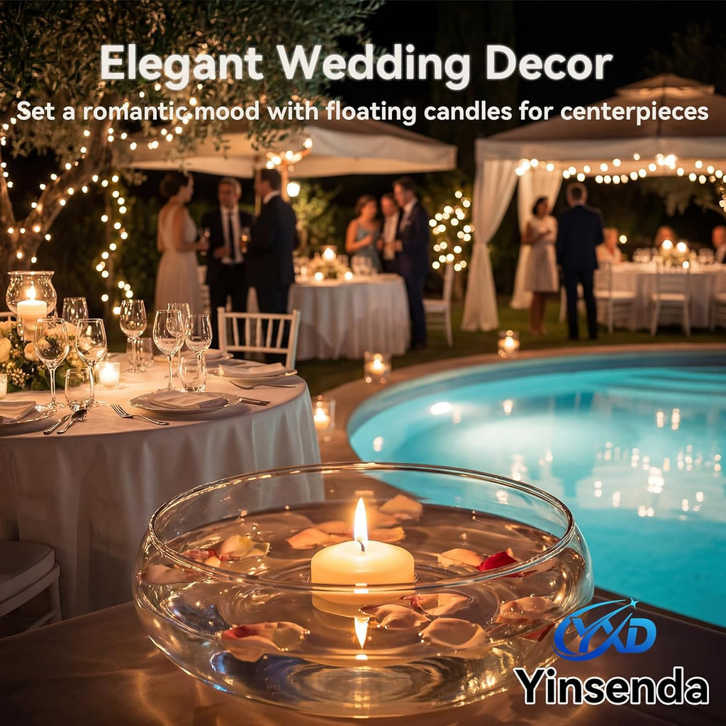 12 Pack White Floating Candles - 3 Inch Unscented Round Candles, 7-9 Hrs Long Burning for Cylinder Vases, Wedding Centerpieces, Parties & Bath Décor