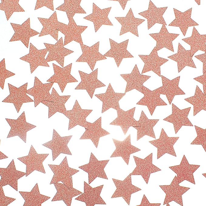 Glitter Star Confetti for Table Wedding Birthday Party Decoration, 1.2 inch in Diameter (rose gold glitter,200pc)