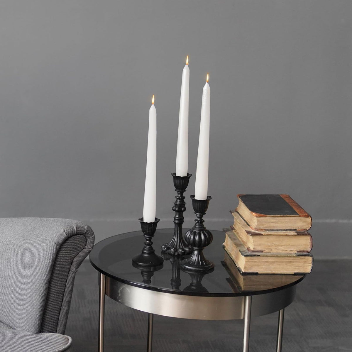 Guichifun Black Candlestick Holder Set of 3 Living Room Decor