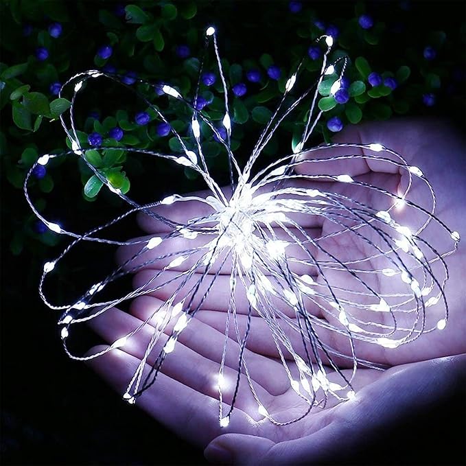 WATERGLIDE 12 Pack Fairy Lights Battery Operated (Included), 7 ft 20 LED Mini String Lights, Waterproof Silver Wire Firefly Starry Lights for DIY Wedding Christmas Party Mason Jars Decor, Cool White