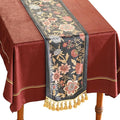 patdrea Designer Vintage Black Floral Extra Long Velvet Table Runner 118 Inch Long,Pink Khaki Bouquets Pattern Table Mat,Decor for Kitchen Dining Coffee Table Cabinet Banquet Thanksgiving,12"*118"