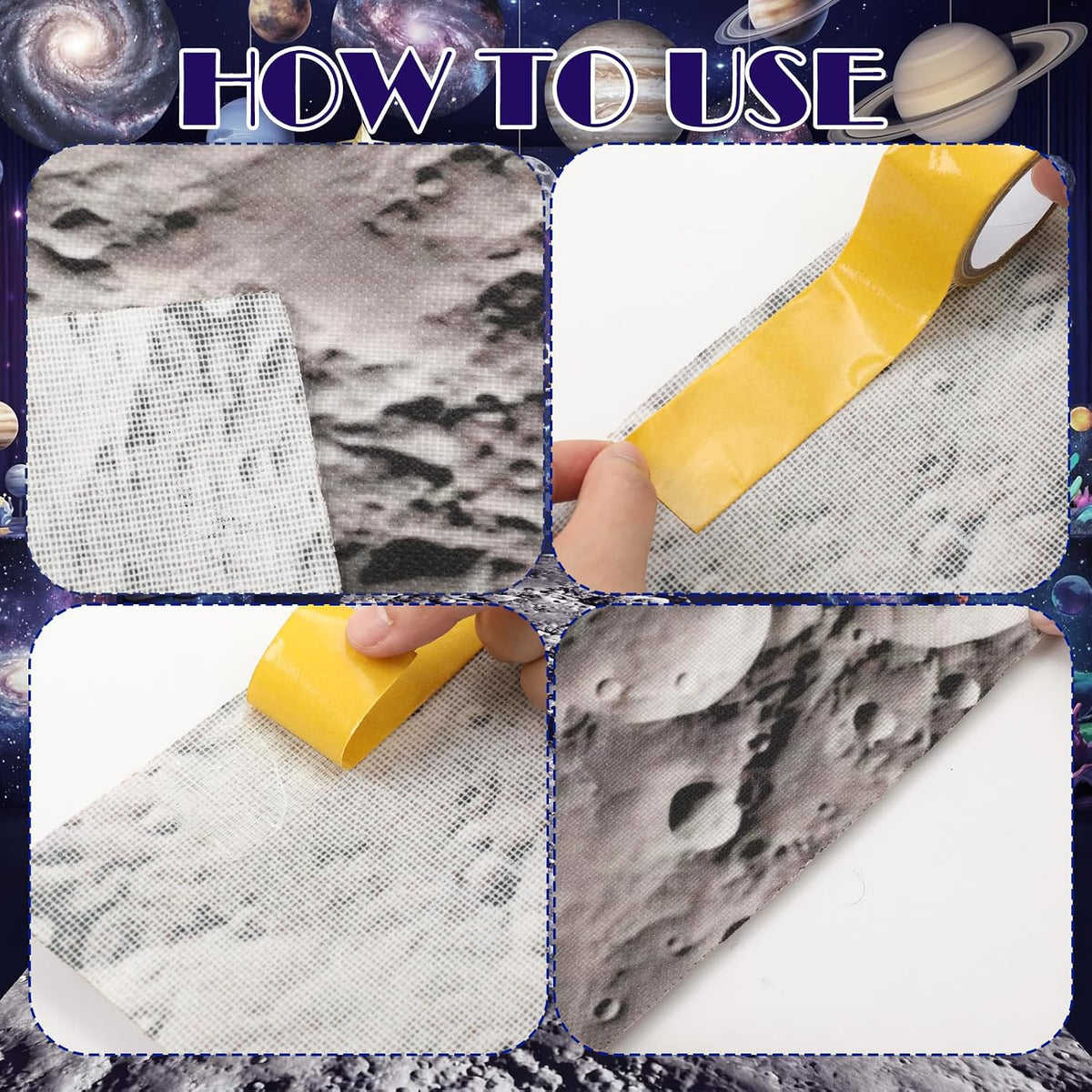 Lyrow 2 Pieces Space Themed Party Decor 2 x 10 ft Moon Aisle Runner