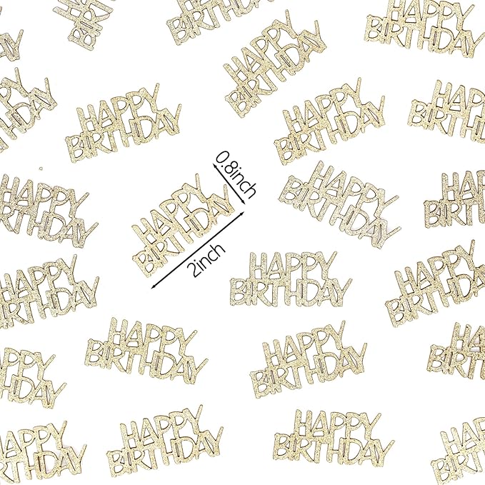 Champagne-Gold Happy Birthday Confetti for Tables Light Gold Glitter Birthday Party Table Scatters for Adult/Kids Birthday Anniversary DIY Crafts Party Supplies 100PC