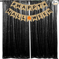 JYFLZQ Black Sequin Backdrop Curtains 2ft x 8ft 2 Panels Halloween Backdrop Glitter Photo Booth Backdrops Sparkly Photography Background Drapes for Graduation Birthday Parties