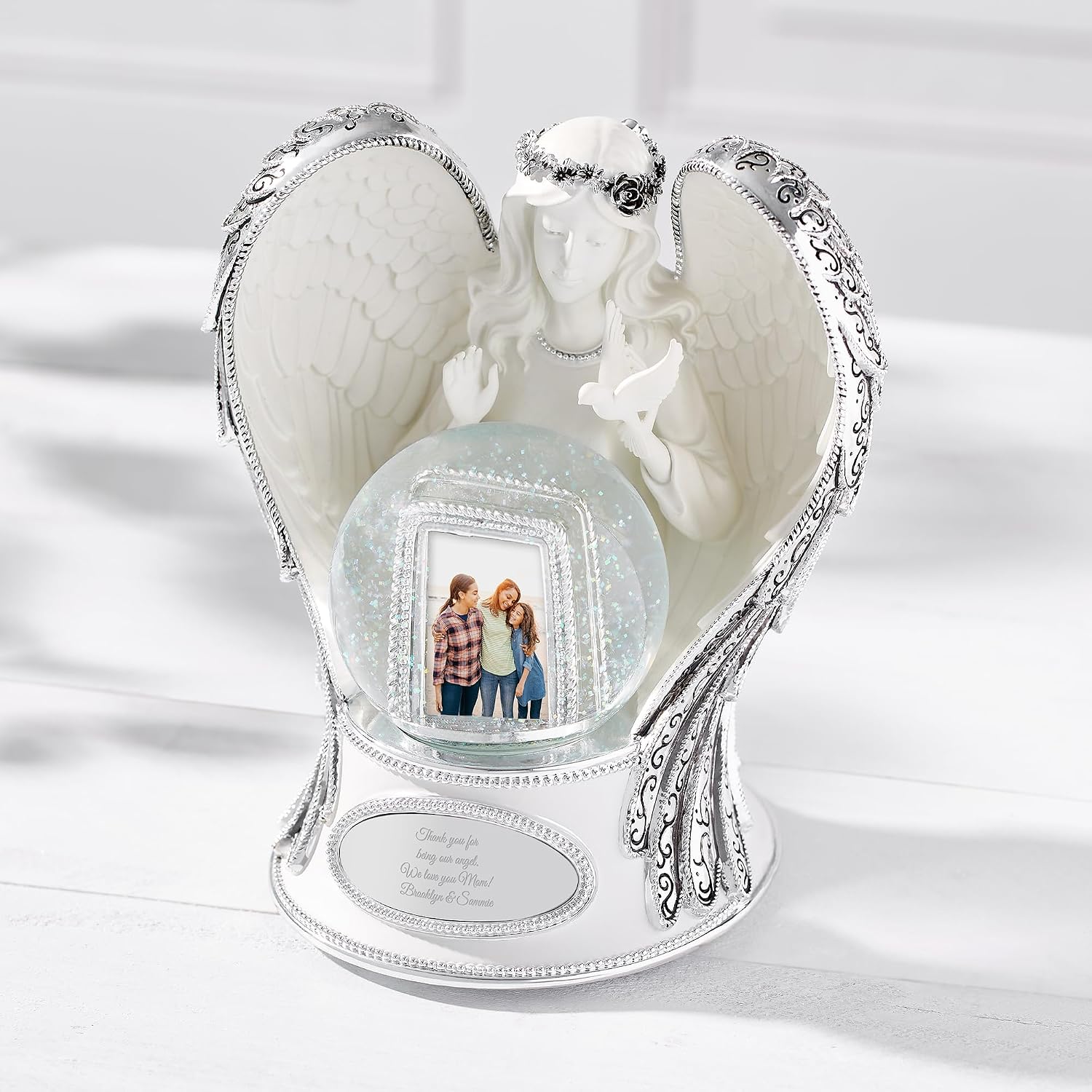 THINGS REMEMBERED Engraved Religous Guardian Angel Musical Snow Globe, Plays Pachelbel's Canon Music, Add Picture, Beautiful and Unique Gift (Free Customization)