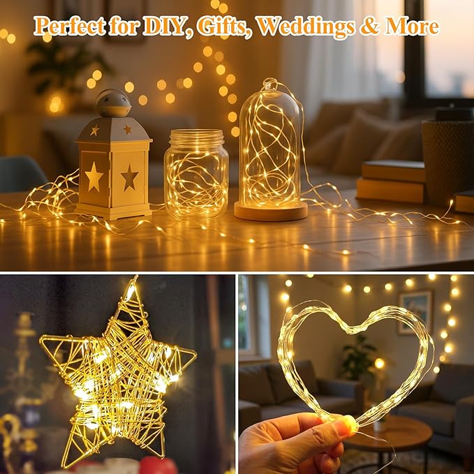Lakumu 12-Pack Fairy Lights Battery Operated Twinkle Lights-7FT 20LEDs String Lights, Waterproof Battery Powered Firefly Lights for Crafts Bedroom Wedding Christmas Party Reception Centerpiece Table