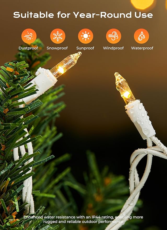 Minetom LED Clear White Christmas String Lights, 100 Count 33 Feet LED Christmas Lights Bulb, Christmas Decorations Indoor, Christma Tree Lights for Indoor Outdoor Xmas Wedding Party Festival