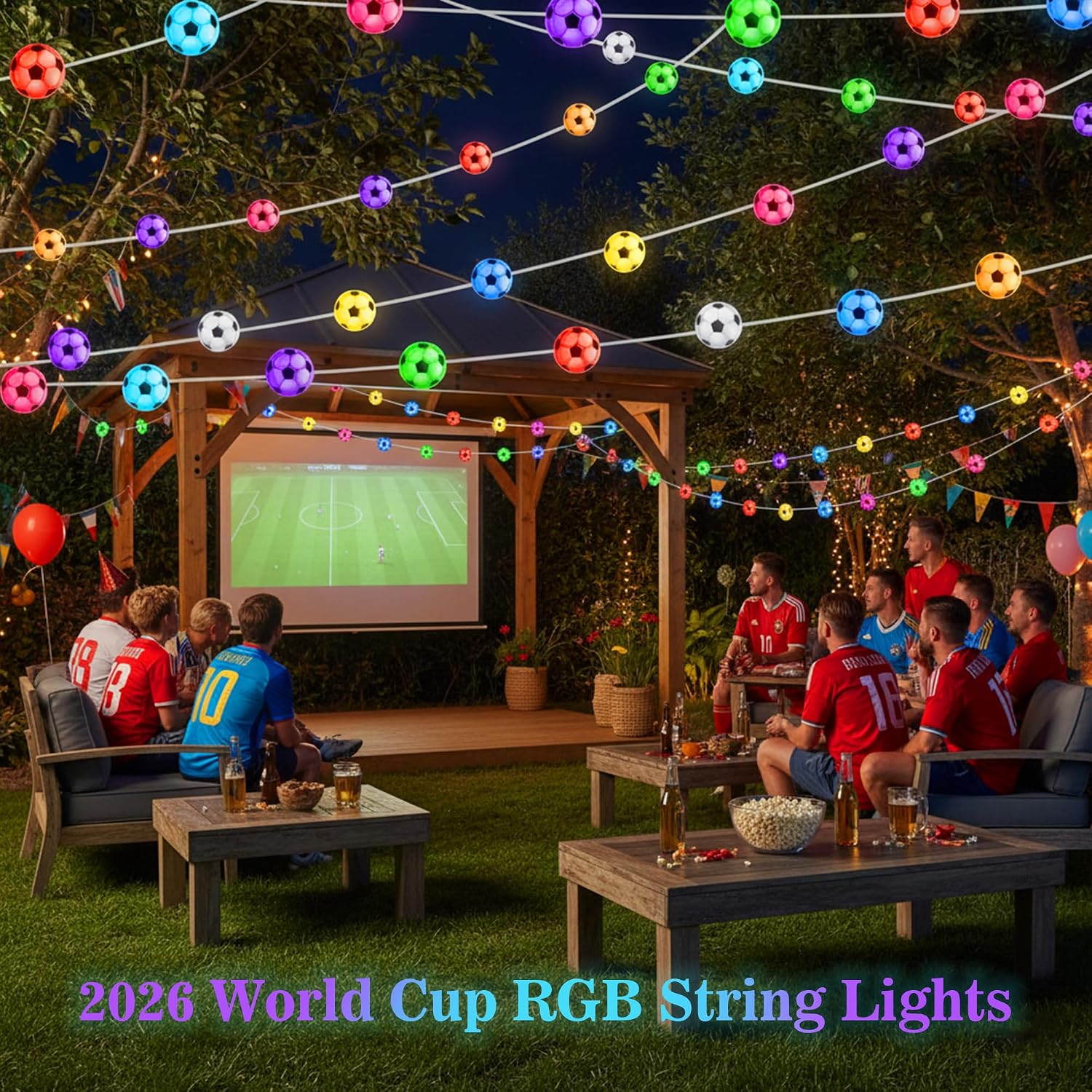 Soccer Ball String Lights - 10ft USB-Powered, 100 LED Warm White Balls, Soccer Party Decorations for Enthusiastic Fans, Sports Decorative Lights, Birthday Decorations, Soccer Gift