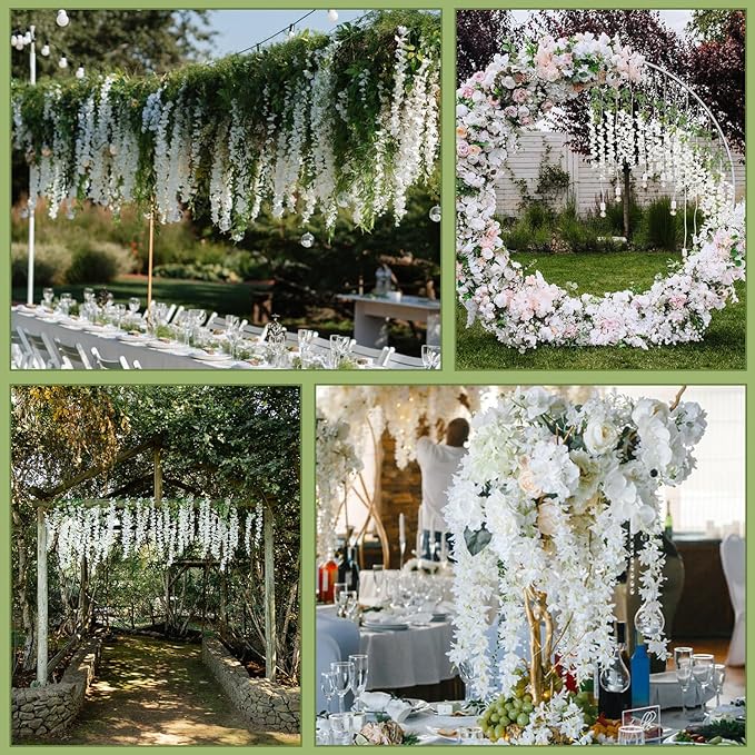Wisteria Hanging Flowers,Fake Hanging Flowers,Wisteria artificiales Garland for Home Wedding Arch Floral Party Garden Ceremony Outdoor Decor,3.6 feet Long(36,White)