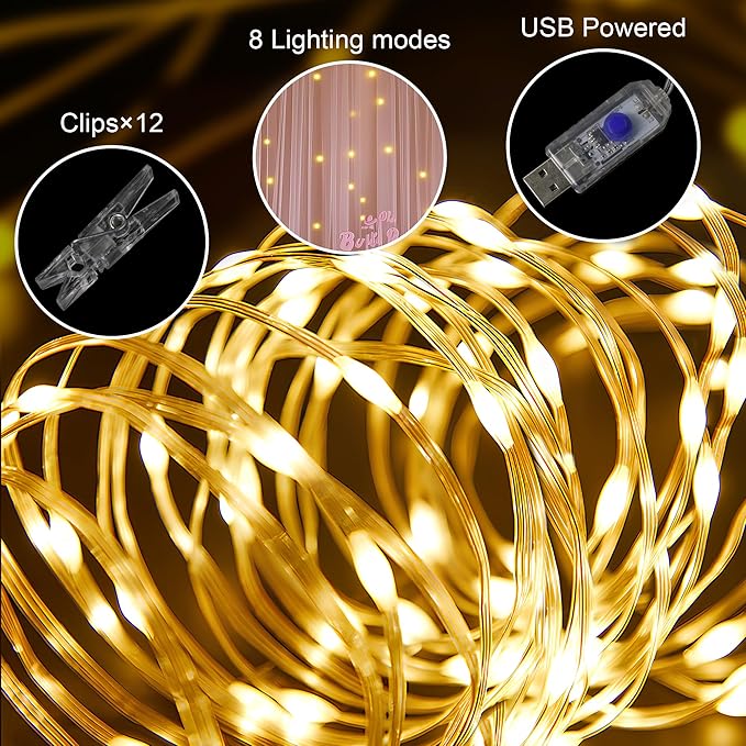 Tulle Backdrop Curtain with Lights String 10FT X 8FT Dusty Rose Sheer Tulle Backdrop Curtains for Wedding Birthday Party Reception Photo Booth Background Decorations (2 Panels 5x8FT)
