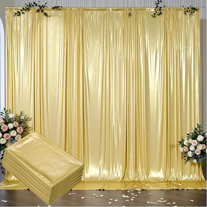Outpain 30x10ft Gold Sequin Backdrop Curtains -Heavy Duty Gold Photography Backdrops with Non-Shedding Glitter, Wrinkle-Free Stage Drapes for Wedding/Christmas/Studio Shoots (5x10ft 6 Panels)