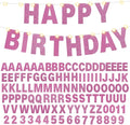 TaoBary 112 Pcs DIY Letter Kit Glitter Customizable Banner Letters Include 107 Letters and Numbers 3 Rope and 2 Needles for Birthday Halloween Christmas Wedding Valentine Party Decor(Pink)