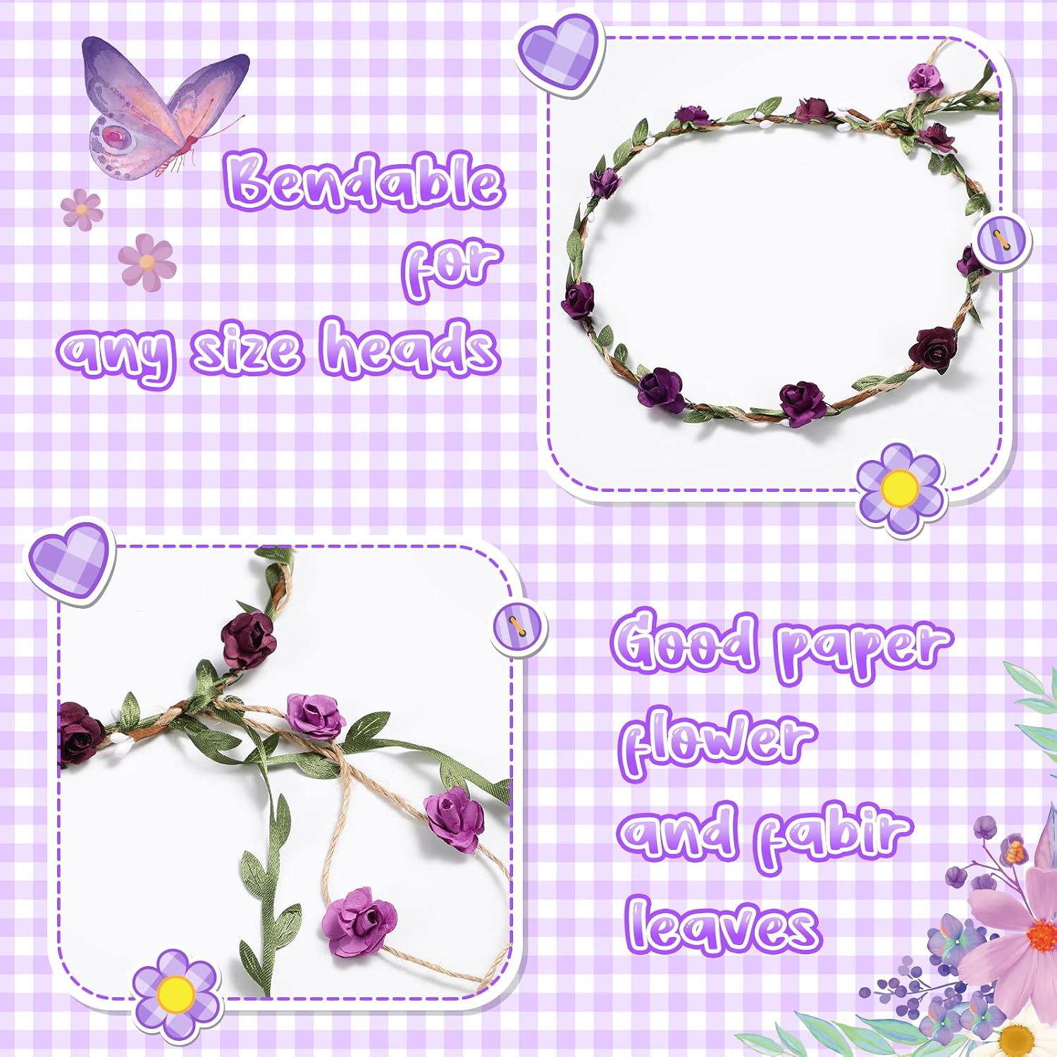 Chunful Butterfly Theme Mom to Be Sash Baby Shower Dad to Be Pin and Flower Crown Headband for Gender Reveals Party Baby Shower Party Favors Decorations for Girls Pregnancy Photo Props Gifts（Purple）
