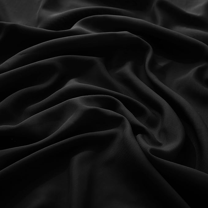 VACVELT Wedding Arch Draping Fabric - Black Chiffon, 2 Panels Sheer Drapes, 30 Inch x 20ft Backdrop Curtain, Outdoor Sheer Drapery for Ceremony Party Ceiling