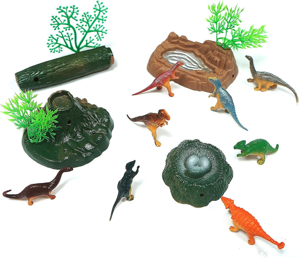 15Pcs Dinosaur Cake Topper with Dinosaur Egg Nests/Leaves/Trees/Rockeries.Lmaginative and Creative Dinosaur Decorations(Dinosaur Cake Topper)