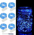 LAMPHOME 6 Pack Fairy Lights Battery Operated String Lights 6.6ft 20 Led Mason Jar Lights Waterproof Silver Wire Light Fireflies DIY Party Wedding Christmas Decoration(6 Pack,Blue)