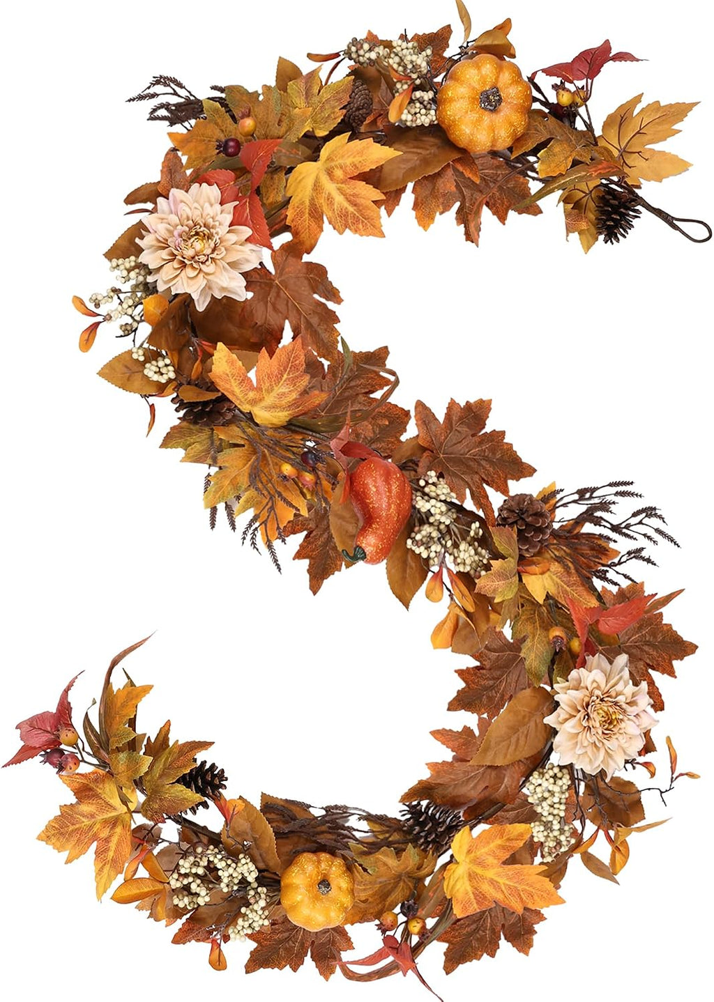 fall garland 6ft lifelike autumn maples leaf pumpkin, main product view