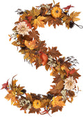 fall garland 6ft lifelike autumn maples leaf pumpkin, main product view