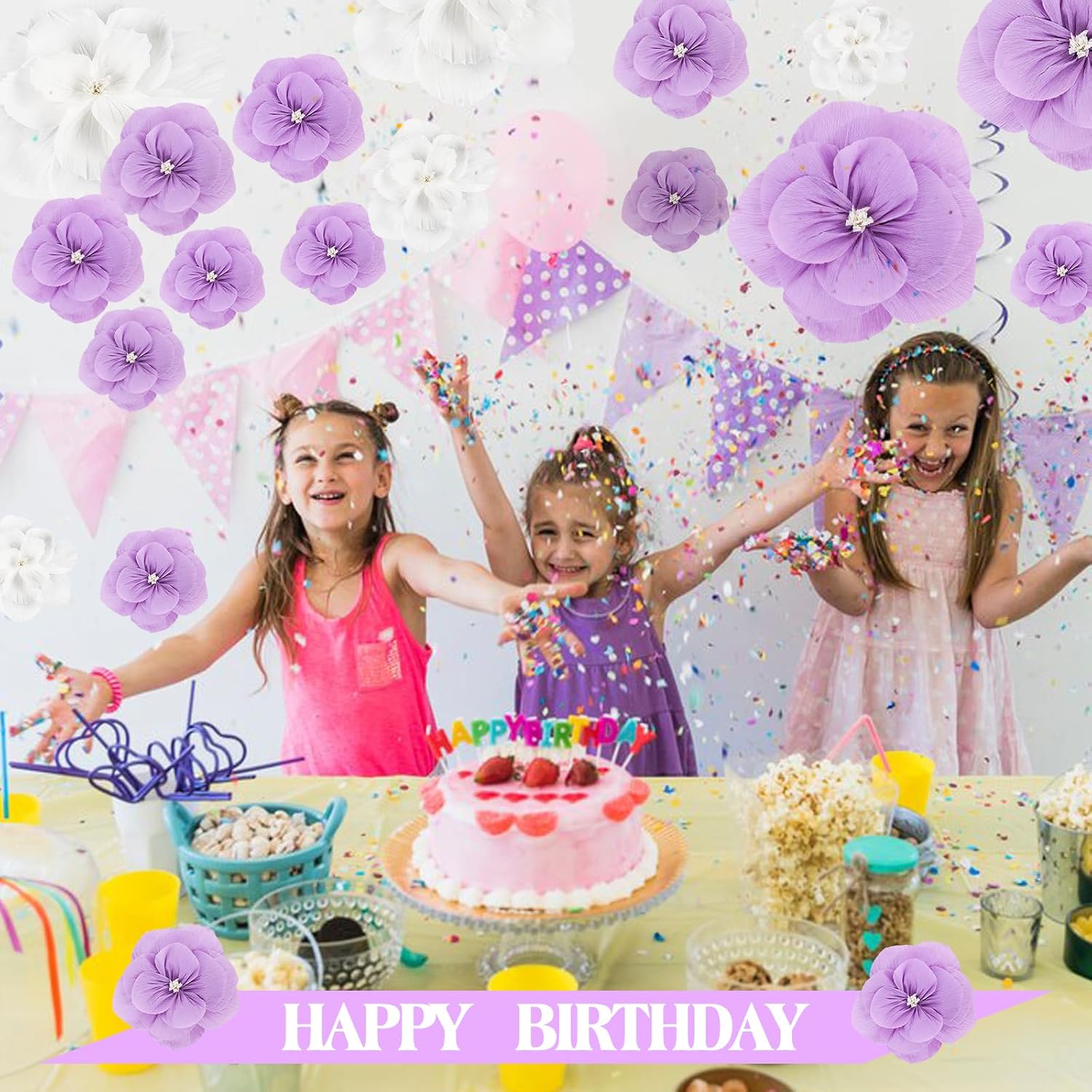 VAIPI 20 Pcs Large Tissue Paper Flowers Giant Paper Flowers Decorations for Wall 24'' 12'' 8'' Crepe Handcrafted Flower for Wedding Baby Shower Birthday Party Wall Backdrop Decor (Purple)