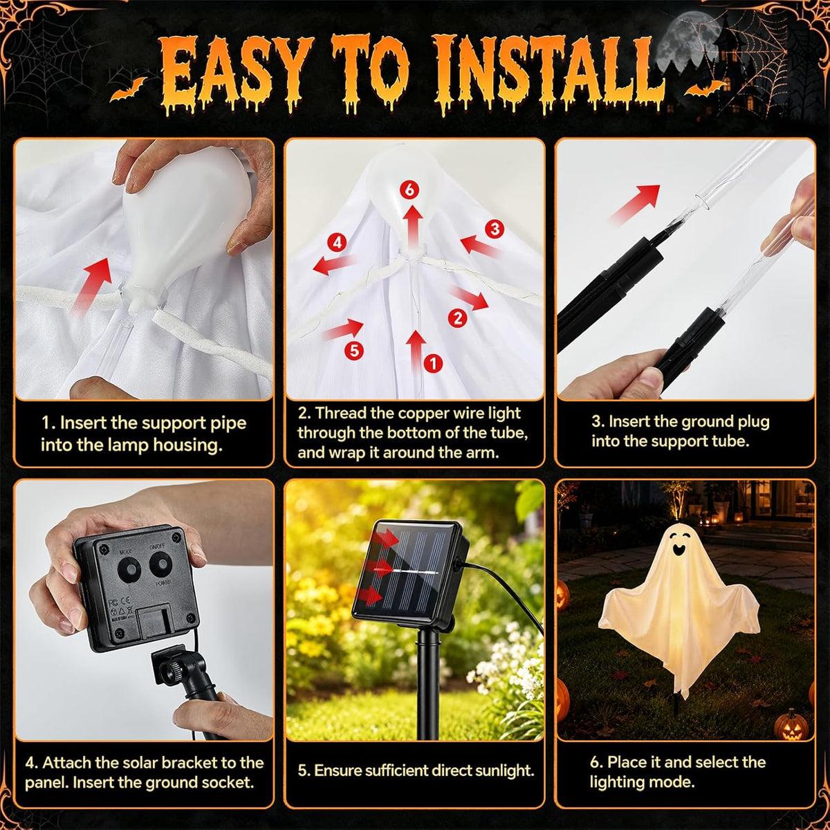 halloween decorations outdoor - solar ghost light for, view 9