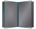 Goodsmart Pajco Style Restaurant Menu Covers – Pack of 10, Side-Loading Menu Holders, Single Stitched Edge, Clear Vinyl Menu Sleeves, Leatherette Trim, Gold Corners, Green, 6 View (8.5" x 14")