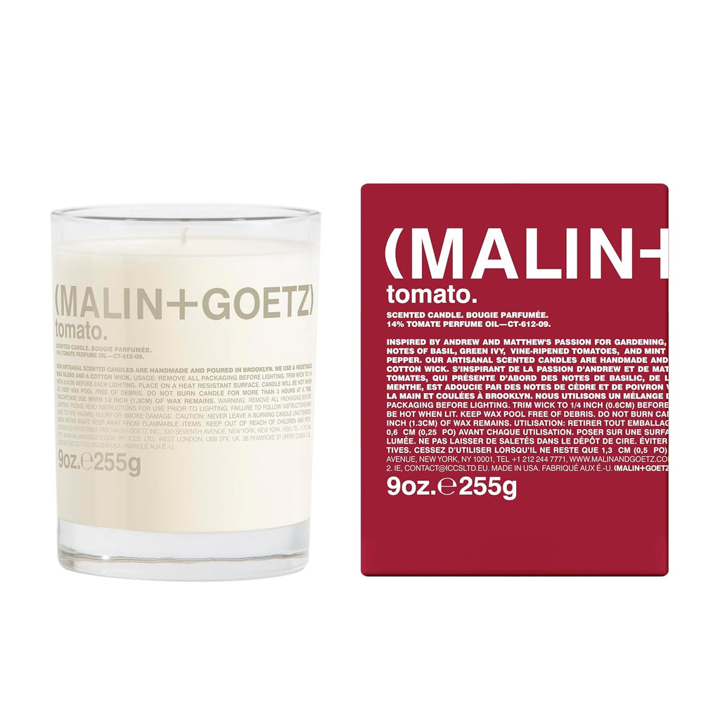 MALIN+GOETZ 9oz Scented Candle | Hand-Poured Soy Wax with Unique Fragrance Blends | Clean-Burning, Vegan & Cruelty-Free | Bergamot, Sage, Otto, Tomato, Strawberry, Cannabis, Dark Rum & Leather