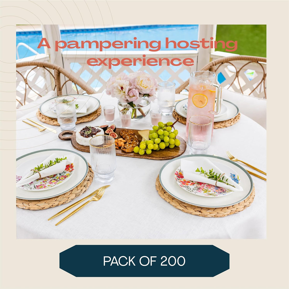 200 Linen-Feel Dessert And Beverage Napkins - Disposable Cloth-Like Cocktail ...