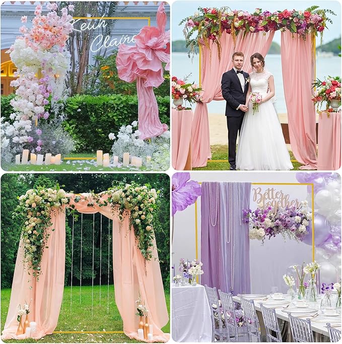 Asee'm 6.6FTx5.2FT Gold Wedding Arch Backdrop Stand Square Metal Rectangular Arch Frame for Ceremony Party Birthday Bridal Baby Shower Anniversary Arbor Balloon Decoration